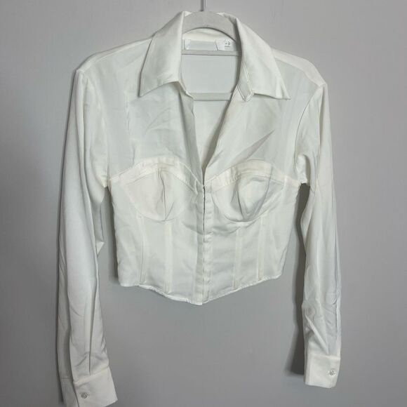 ASTR the Label JOREE COLLARED LONG SLEEVE CORSET TOP NWOT - Picture 8 of 10